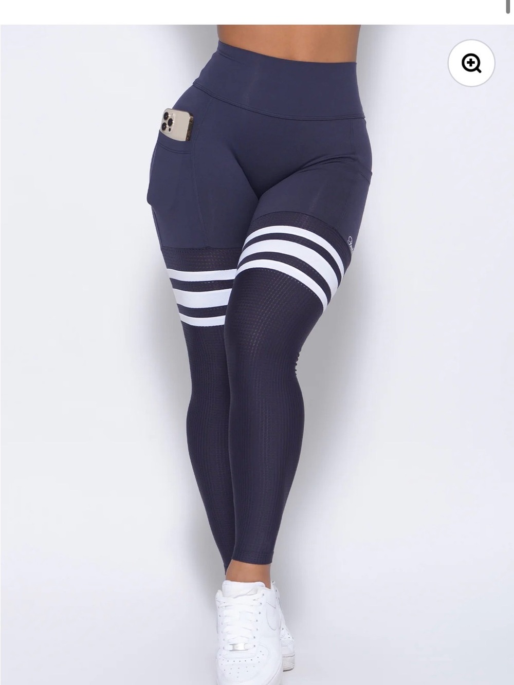Bombshell Sportswear Navy Thigh High Leggings with Side Pockets